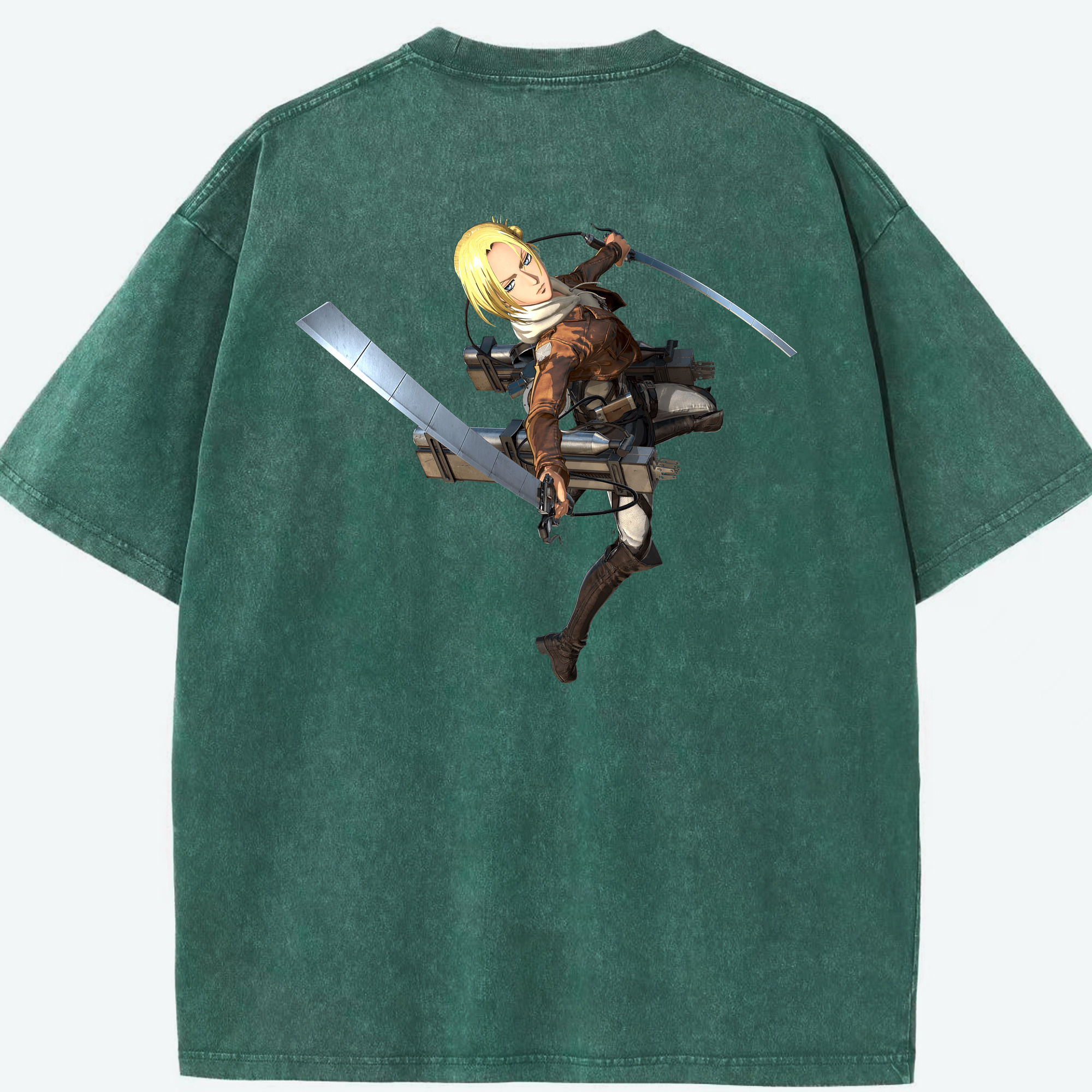 （画像用） 進撃の巨人 アニ・レオンハート Attack on Titan Annie Leonhart 綿100% ヴィンテージ風 半袖Tシャツ（背面プリント）